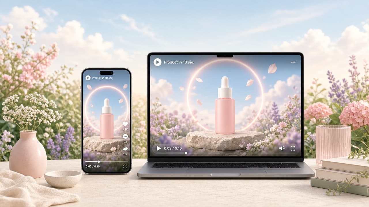 Social-ready product demo cuts on phone and laptop