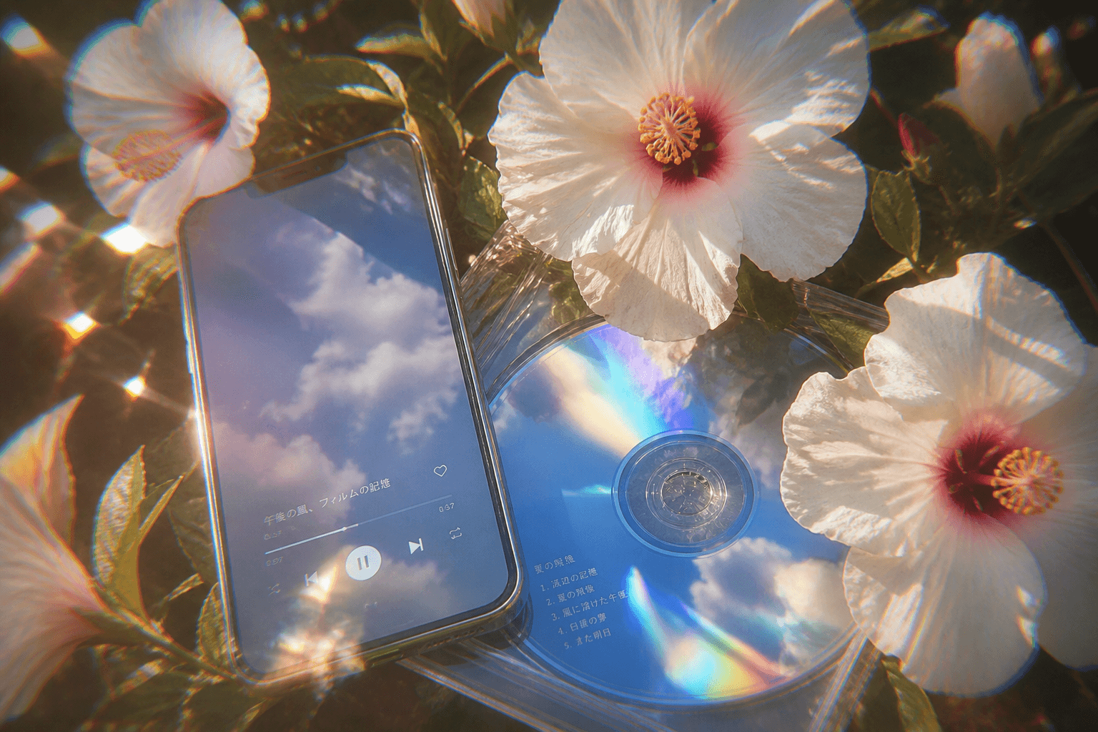 Smartphone among white hibiscus flowers representing polished Android USB product demos