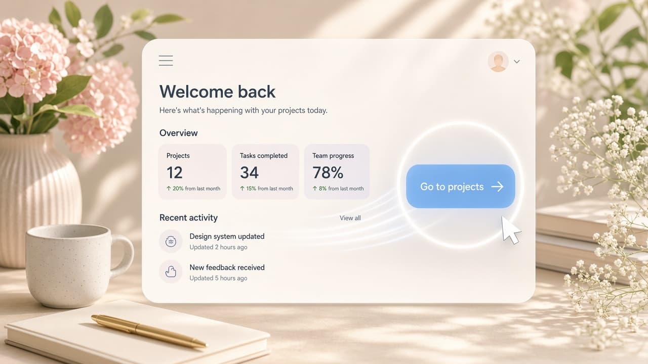 Soft cursor highlight guiding the eye on a product UI